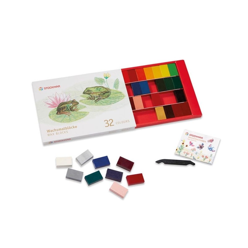 Stockmar Beeswax Block Crayon Set - Break-Proof & Non Toxic Crayons for Kids & Artists (32 pcs) - Image 1